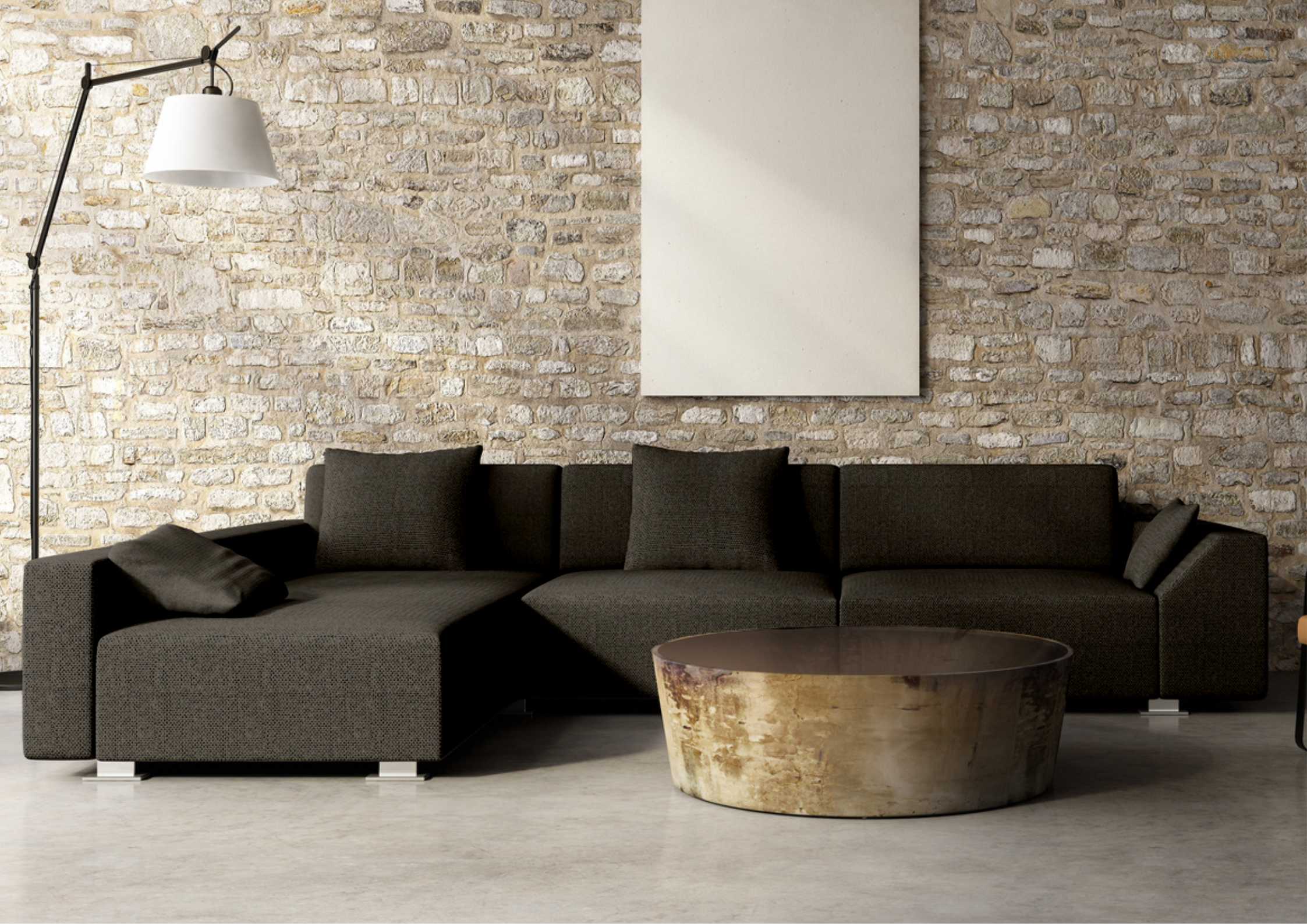 Czarny narożnik w stylu loft